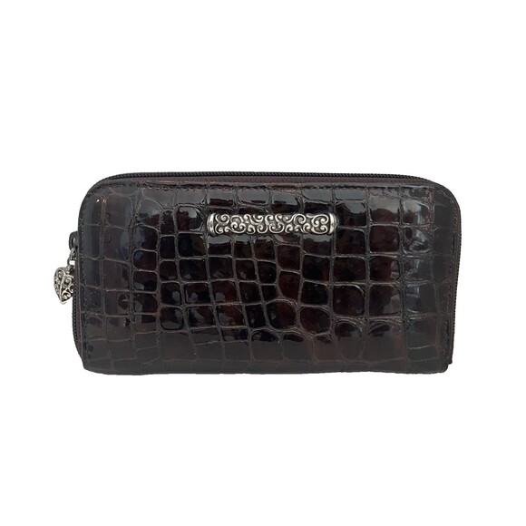 Brighton wallet Cher Moc Croc Brown Chocolate Clutch - Picture 1 of 13